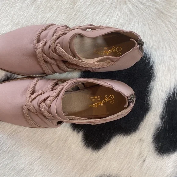 Anthropologie Seychelles So Blue woven leather strappy ankle booties - Picture 5 of 8